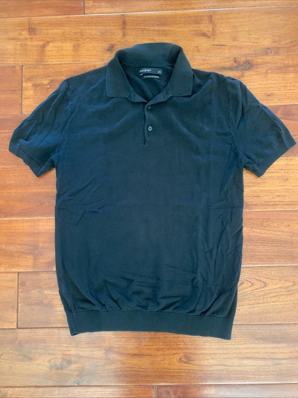 M&S Polo Shirt Mens Size small Silk Blend Black Soft Marks And Spencer Autograph
